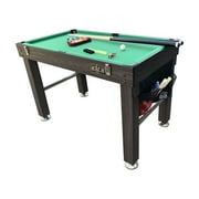 KICK Quad 48″ 4-in-1 Multi Game Table (Brown) - Foosball, Billiards/Pool, Glide Hockey and Table Tennis