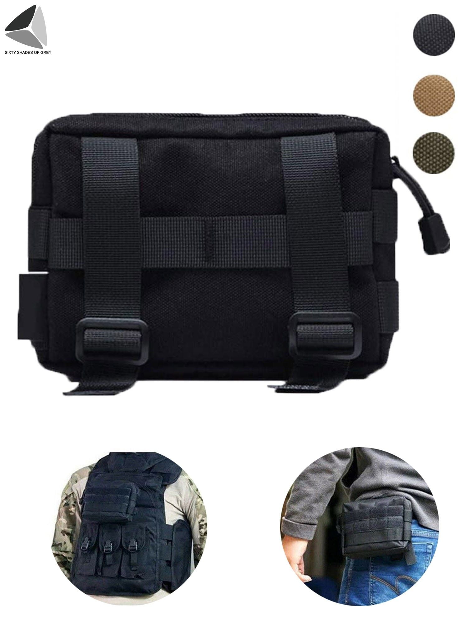 2 Tactical Molle Waist Bag EDC Utility Belt Pouch Hiking Fanny Pack Phone Pocket 