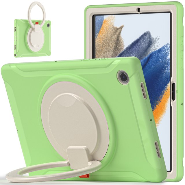 Case de tableta para la galaxy Tab A8 10.5 '' X200/X205, cubierta protectora a prueba de choque de servicio pesado con soporte giratorio de 360 Ikkle Tab A8 10.5 X200/X205