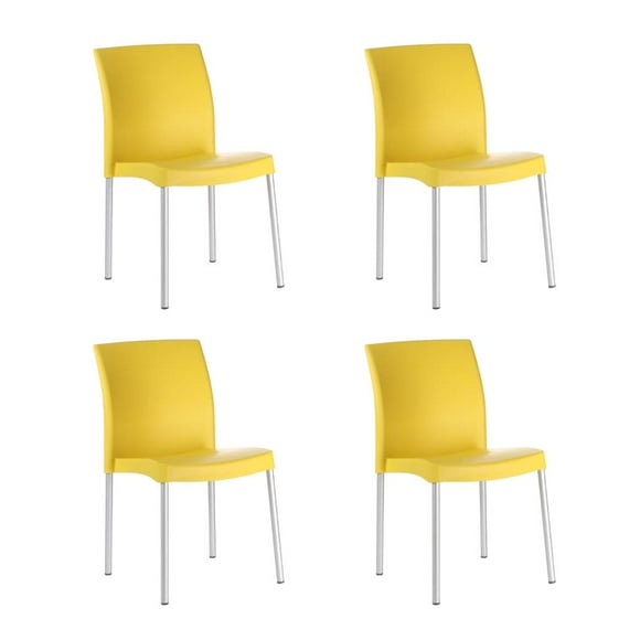 Juego de 4 Sillas Equipamiento en Muebles polipropileno amarillo apilable