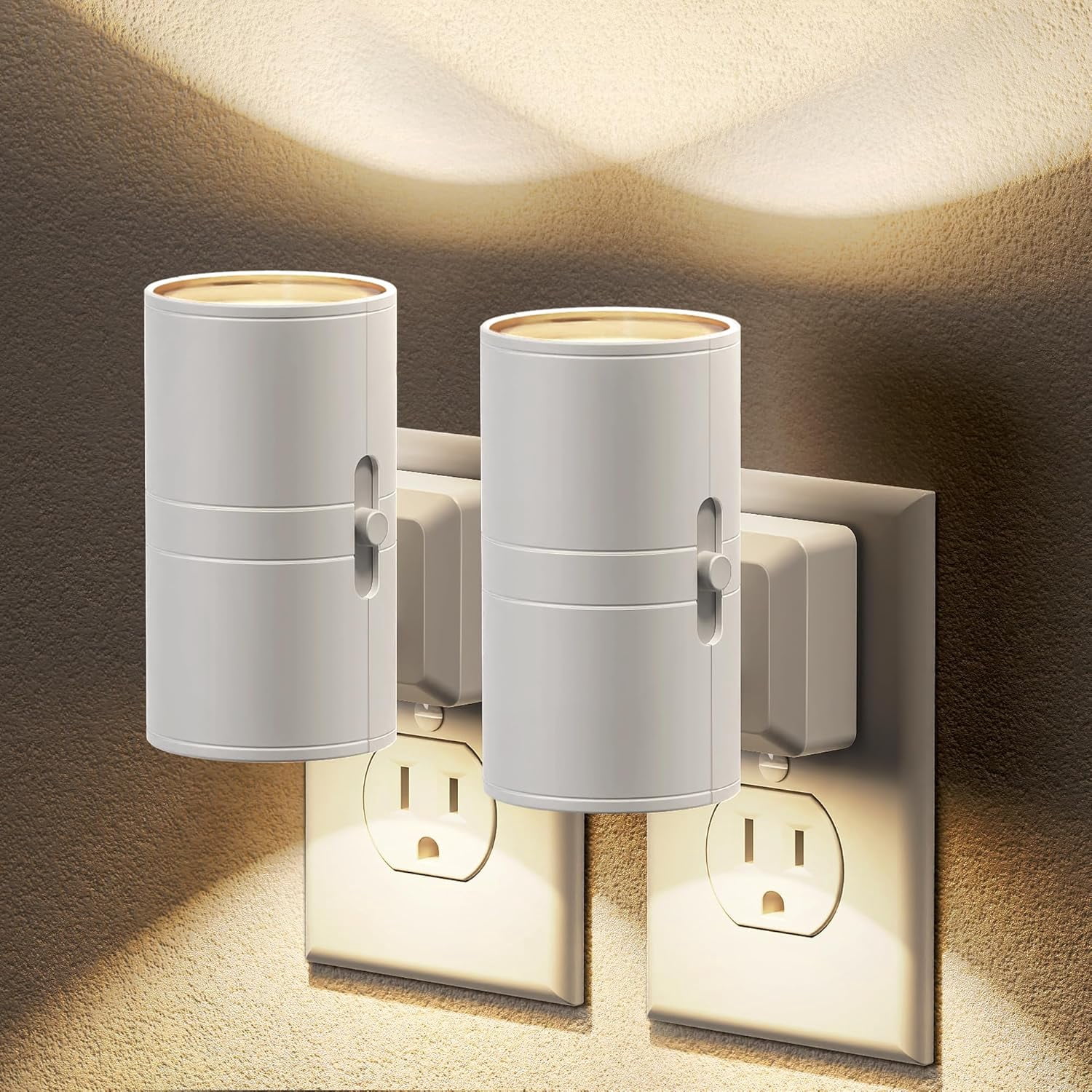 RGHJAR-Night Lights Plug into Wall, Dimmable Night Light Plug in, Modern Night Light Dusk to Dawn Light Sensor, Warm White 3000K, 0-100LM Adjustable Brightness Nightlight for Hallway Bedroom, 2 Pack