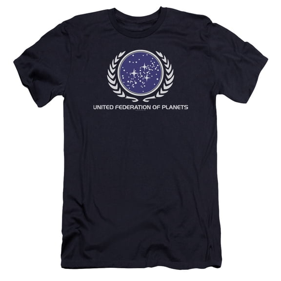 Star Trek United Federation Logo Premium Canvas Adult Slim Fit 30/1 T-Shirt Navy