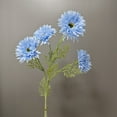thumbnail image 3 of 4-Head Artificial Gerbera Flower - Bendable Stem Realistic Silk Bloom for Home Vase, Bathroom Table & Wedding Decor - Blue, 3 of 4