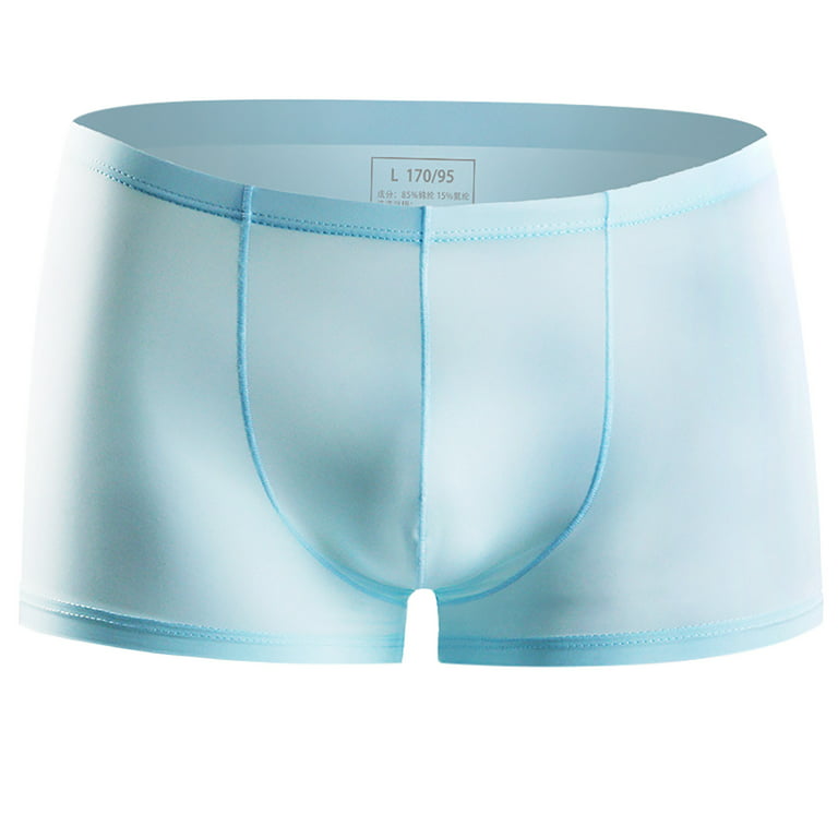 Penkiiy Men's Ice Silk Solid Color Underwear Boxer Shorts Thin Breathable  Sexy Underwear Men Underwear XXL Light blue On Sale 