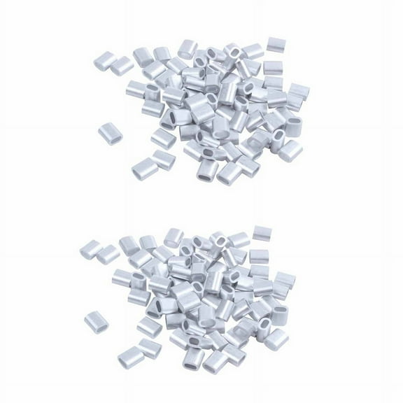 2mm Aluminum Double Hole Wire Rope Clamp Clip Sleeve 160 Pcs