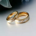 thumbnail image 3 of 18K Gold Plated Titanium Steel Silver Brushed Band Wedding Jewelry Couple Rings, 3 of 8