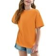 thumbnail image 3 of Dgankt Kids Clothes Girl's Solid Color Short Sleeve T Shirts Crewneck Loose Fit Tunic Tops Summer Casual Blouses（5-15 Years）, 3 of 8