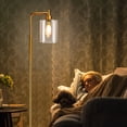 thumbnail image 6 of DingLiLighting Tall Pole Arc Floor Lamp with Hanging Glass Shade, Industrial LED Floor Tree Lamps, Brass Metal Standing Floor Lamp for Living Room, Bedroom, Office, E26 Base, Gold, 6 of 9