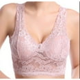 thumbnail image 2 of SMihono Fashion Women's Sexy Racerback Lace Plunge Bralette Padded Bra Top Racerback Bralette - Wireless Lace Bralette for Women Pink XL, 2 of 6