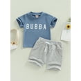 thumbnail image 3 of Musuos Toddler Boys Summer Outfits 6M 12M 18M 24M 3Y Letter Print Short Sleeve Crew Neck T-shirt and Stretch Casual Rolled Shorts Set, 3 of 10