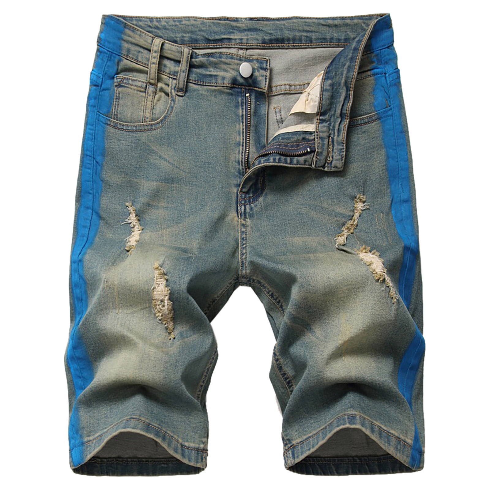【mnem】Smog Camo Denim Shorts XZNGL Camouflage Shorts for Men Mens High-End Ripped