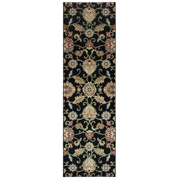 Oriental Weavers Kashan Area Rug - 9946K - 2'3" x 7'6" - in Black/ Multi - Vintage Inspired, Stain Resistant, Family and Pet Friendly , Entryway, Hallway Runner Rug