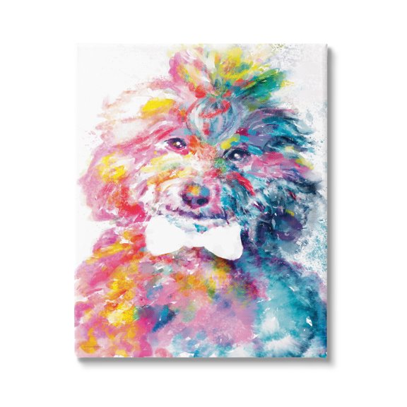 Stupell Industries Modern Dog with Bowtie Animals & Insects Painting Gallery Wrapped Canvas Print Wall Art, 24 x 30