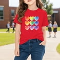 thumbnail image 5 of Girls Short Sleeve Graphic T-Shirt | Red Rainbow Heart Valentine's Day Top | 100% Cotton Kids Casual Tee for Ages 4-10,Size 5 T, 5 of 9