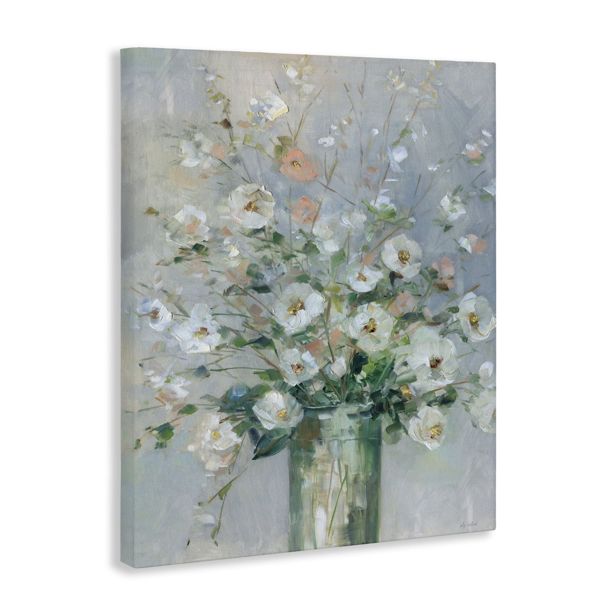 Stupell Industries Delicate White Blossoms Impression Canvas Wall Art, design by Sally Swatland
