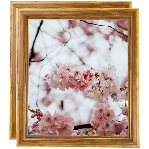 ArtToFrames 11" x 17" Antique Yellow Picture Frame, 11x17 inch Multi Wood Poster Frame (WOM-4948), 2 Pack