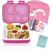 Bento Box For Kids Includes 7 Insulated Sealed Leakproof Compartments, Spork, Premium Kids Lunch Bag And 25 Bonus Unicorn Themed Motivational Lunch Box Notes. Vanli's Chowbox 39oz.