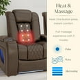 thumbnail image 5 of Seatcraft Virtuoso LT Zero-Gravity HeatZero Italian Leather Home Theater Seating, Heat & Massage, Power Headrest, Power Recline, Row of 4 Sofa, Brown, 5 of 9