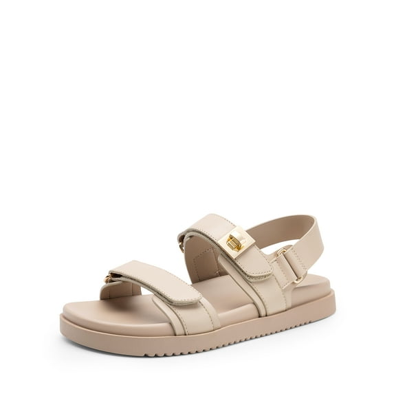 DREAM PAIRS Women's Comfortable Open Toe Flat Sandals Fashion One Band Summer Dessy Sandals