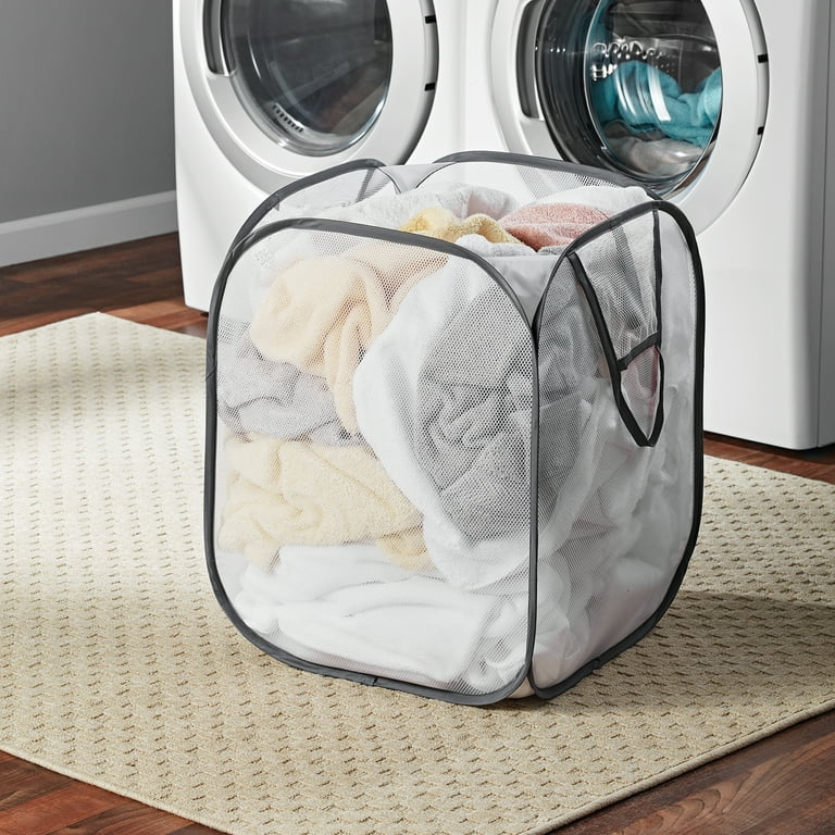 Mainstays Jumbo Mesh Pop-Up Laundry Hamper, Holds 4 Loads