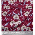 thumbnail image 1 of Soimoi Red Heavy Canvas Fabric Arrow & Anemone Floral Printed Fabric 1 Yard 58 Inch Wide, 1 of 3