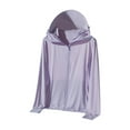 thumbnail image 2 of GaThRRgYP Summer Casual UV Protective Blouse Women's UPF 50+ Top,Woman Casual Solid Sports Hooded Long Sleeve Zipper Sun-proof High Elastic Purple XL, 2 of 8