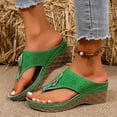 thumbnail image 2 of Flip Flops for Women 2026 Trendy Hollow Out Arch Support Wedge Sandals Platform Summer Slides Comfortable Orthopedic Shoes Green Size 6.5, 2 of 6