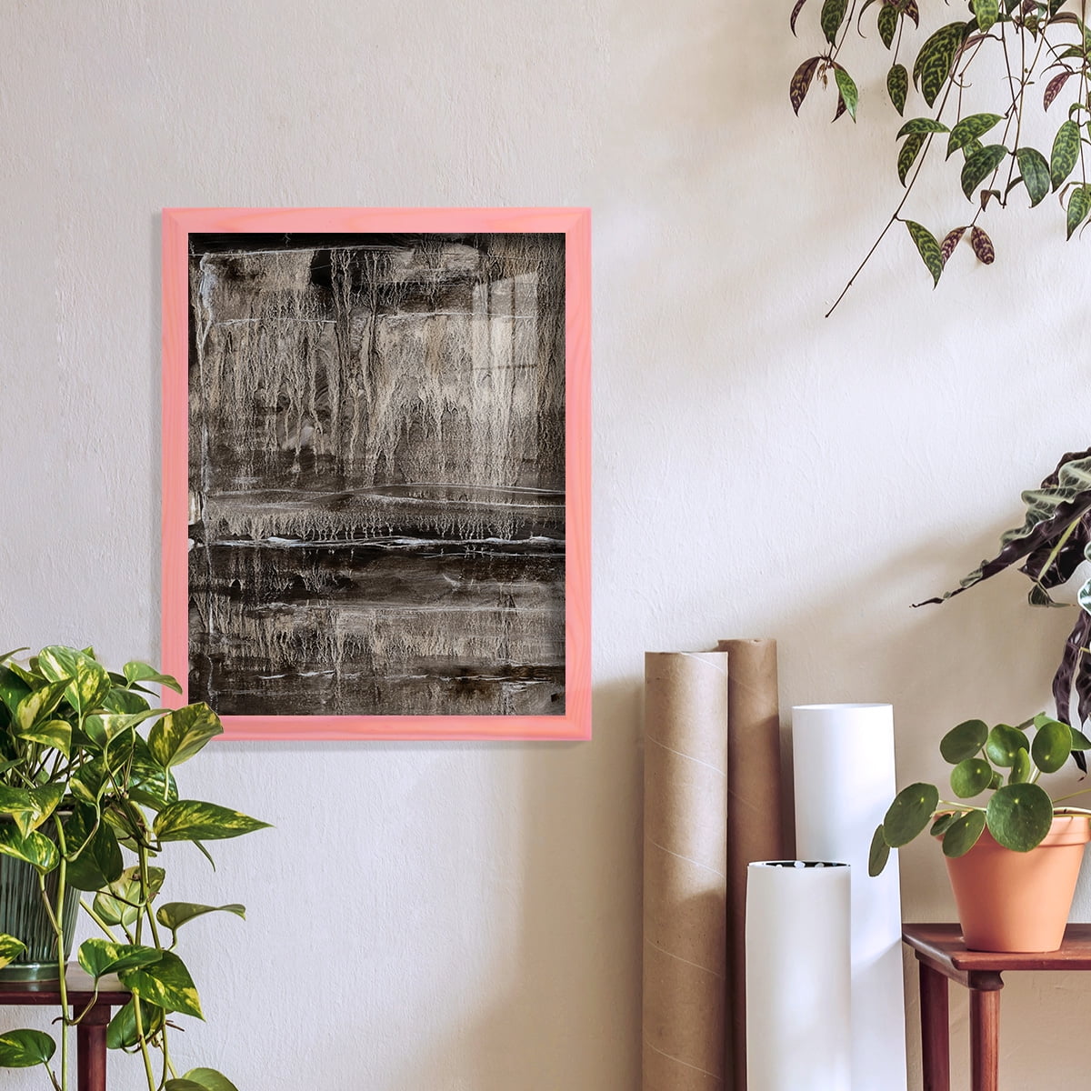 Continuum III -Framed Print w/glass-Sunset Pink