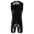 thumbnail image 4 of YONGHS Men's One Piece Wetlook Faux Leather Sleeveless Front Zipper Leotard Bodysuit Catsuit Black XL, 4 of 7