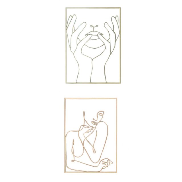 2 Piezas Mujeres Impresión Dibujo Lineal Decoración de Pared Gloria Arte De Pared Femenino