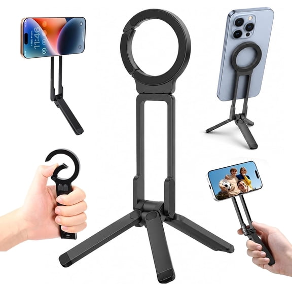 Magnetic Phone Tripod Stand for iPhone,Tripod for iPhone,Selfie Stick for iPhone,Magnetic Tripod,Aluminium Portable Mini Phone Stand for Desk Arca Uka Mount & Back Magnetic for Vlog/Travel
