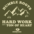 thumbnail image 2 of Junior's Mossy Oak Humble Roots Hard Work and a Ton of Heart  Racerback Tank Top Military Green X Small, 2 of 4