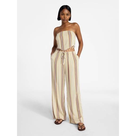 No Boundaries Scarf Top and Beach Pants Set, 2-Piece, Women's XXS-XXL