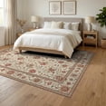 thumbnail image 3 of ODIKA Ivory Vintage Tug Ornate Vine Border Allover Scrolling Farmhouse Foldable Easy Care for Queen Size Bedroom, Under Bed, Master Suite, 3 of 7