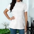 thumbnail image 5 of JIANLAI Solid Color Tops For Women Mock Neck Short Sleeve Casual Dressy Blouse Soft Lightweight Versatile Tops For Everyday Work Street Style, 5 of 7