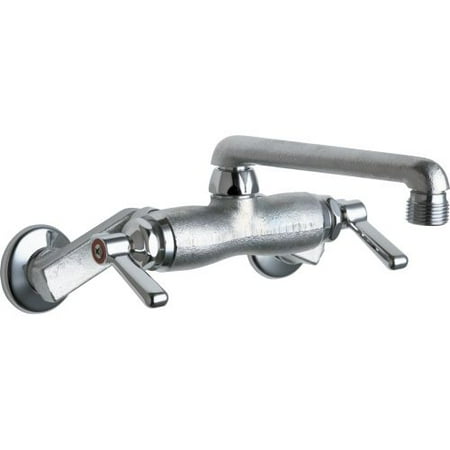 American Standard Service Sink Faucet - Chicago Faucets 737 Wall Mounted Service Sink Faucet with Cast Swing Spout and Metal Lever Handles