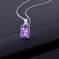 thumbnail image 3 of Gem Stone King 10K White Gold Purple Amethyst Pendant Necklace for Women (7.00 Cttw, Gemstone February Birthstone, Emerald Cut Cut 14x10MM, with 18 inch Chain), 3 of 5