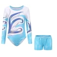 thumbnail image 3 of Novobey Girls Gymnastics Leotard for Kids Long Sleeve Ballet Dance Wear with Bodyshorts and Hair Scrunchie 5-12 Years, 3 of 7