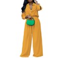 thumbnail image 1 of VISgogo Conjunto de pantalones para mujer, camisa de manga larga con botones y cintura elástica, pantalones de pierna ancha, atuendo de otoño VISgogo  moda, 1 of 8