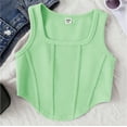 thumbnail image 3 of WQQZJJ Kids Girls Fashion Tank Top, Solid Color Striped Sleeveless Top, Square Neck Short Slim Top Daily Homewear, 3 of 4