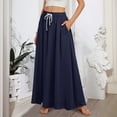 thumbnail image 2 of QIJIE Women's Skirts A-Line Soft High Waist Cotton Trendy Skirts 3-Layer Tiered Flowy Ruffle Long Length Plus Size Skirts with Pockets Navy XL, 2 of 6
