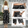 thumbnail image 6 of VDJ Womens Capri Pants Elastic Waisted Drawstring Wide Leg Dressy Pants Summer Beach Pockets Cropped Trousers Size XL, 6 of 12