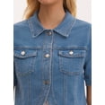 thumbnail image 5 of DARING DIVA Women's Short Sleeve Button Down Denim Jackets with Pockets S Light Blue, 5 of 7