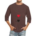 thumbnail image 2 of Jinhomg Mens Holiday T Shirt Novelty Valentine's Day Heart Print Tops Big and Tall Comfy 3/4 Sleeve Crew Neck Tees Holiday Dating Wear Summer Saving Brown XXXXXL, 2 of 6
