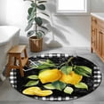 thumbnail image 3 of Round Rugs 3.3Ft, Yellow Lemon Round Area Rug Washable Indoor Throw Carpet, Summer Botanical Black White Checkered Soft Non Slip Circle Rug for Laundry Room Patio Home Decor Aesthetic, 3 of 8