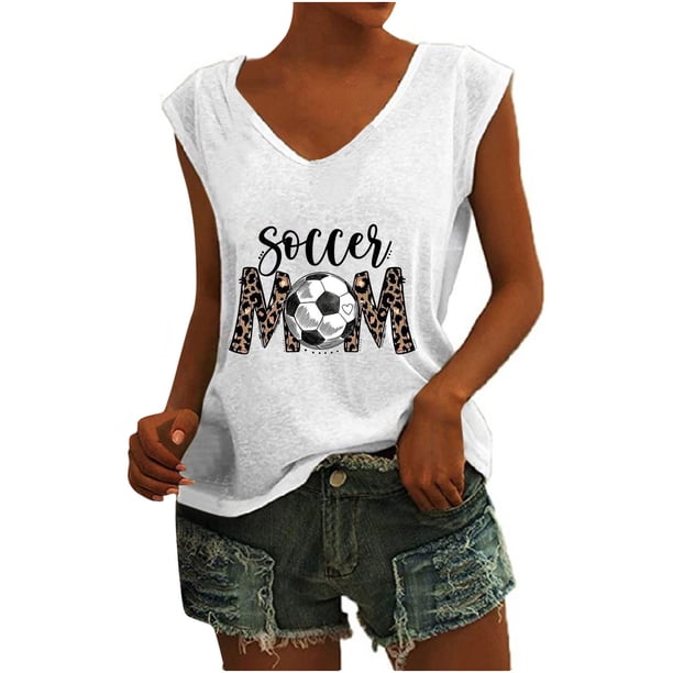Camisetas sin mangas con cuello en V de verano para mujer, camisetas de manga corta con estampado de elementos de béisbol Retro OAVQHLG3B Store lin121212