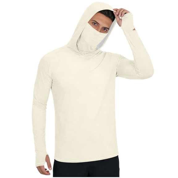 Aofany Sun Protection Shirts for Men with Face Cover Uv Spf Upf 50  Rash Guard Sun Shirts Fishing Lightweight Long Sleeve Cooling Hoodies