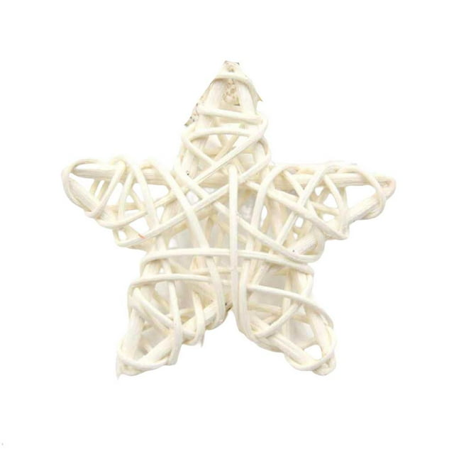 Cateissary PY2 5 piezas cinco estrellas 6CM mimbre trenzado vid Navidad cumpleaños hogar boda fiesta decoración DIY adornos hogar colgante Kits de decoración para fiestas blanco