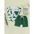 thumbnail image 2 of Bslissey Toddler Baby Boys Irish Shorts Sets Short Sleeve Clover Dinosaur Print Tops + Solid Color Drawstring Shorts 0-3T Infant Casual Summer 2Pcs Outfits, 2 of 9