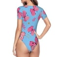 thumbnail image 3 of Uemuo Girl Butterfly Pattern Women's One Piece Short Sleeve Swimsuit Rash Guard Surfing Modest Quick-drying Swimsuit Beach Essentials-Large, 3 of 9